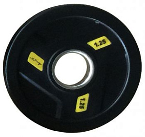 Олимпийский обрезиненный диск  1,25 кг, черно-желтый Aerofit AFPLC1.25 | Aerofit Professional | aerofit-russia.ru