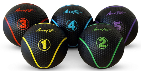 Набивной мяч 4 кг, черный/ голубые полоски. Aerofit AFMB4 | Aerofit Professional | aerofit-russia.ru