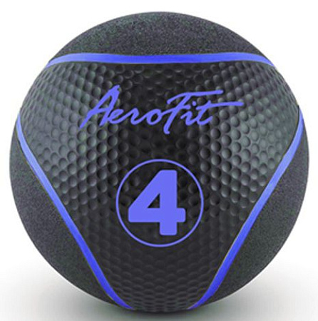Набивной мяч 4 кг, черный/ голубые полоски. Aerofit AFMB4 | Aerofit Professional | aerofit-russia.ru