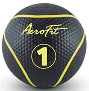 Медбол Aerofit 1 кг, черный/ желтый | Aerofit Professional | aerofit-russia.ru