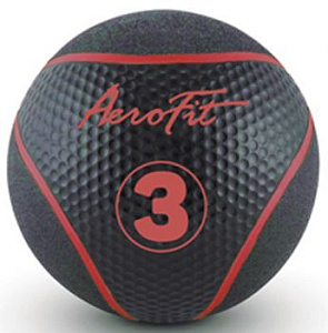 Набивной мяч Aerofit 3 кг, черный/ красные полоски | Aerofit Professional | aerofit-russia.ru
