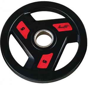 Олимпийский обрезиненный диск Aerofit 5 кг, черно-красный | Aerofit Professional | aerofit-russia.ru